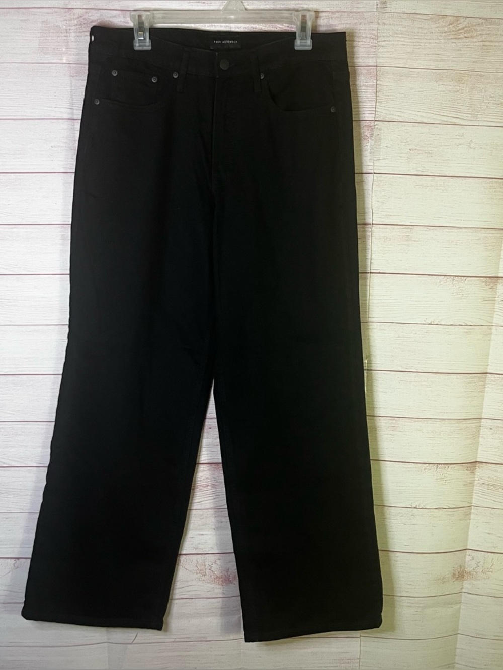 Free Assembly Black Full Wide Straight Denim Jeans Size 12